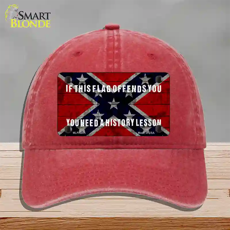 History Lesson Novelty License Plate Hat Unconstructed Cotton / Red