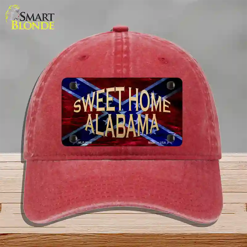 Sweet Home Alabama Novelty License Plate Hat Unconstructed Cotton / Red