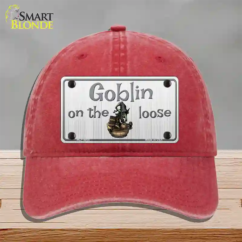 Goblin On The Loose Novelty License Plate Hat Unconstructed Cotton / Red