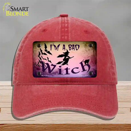 Im A Bad Witch Novelty License Plate Hat Unconstructed Cotton / Red