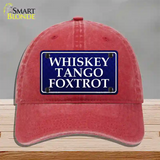 Whiskey Tango Foxtrot Novelty License Plate Hat Unconstructed Cotton / Red