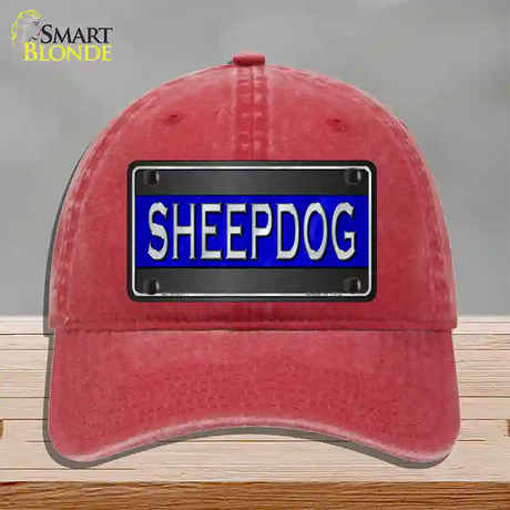 Sheepdog Thin Blue Line Novelty License Plate Hat Unconstructed Cotton / Red