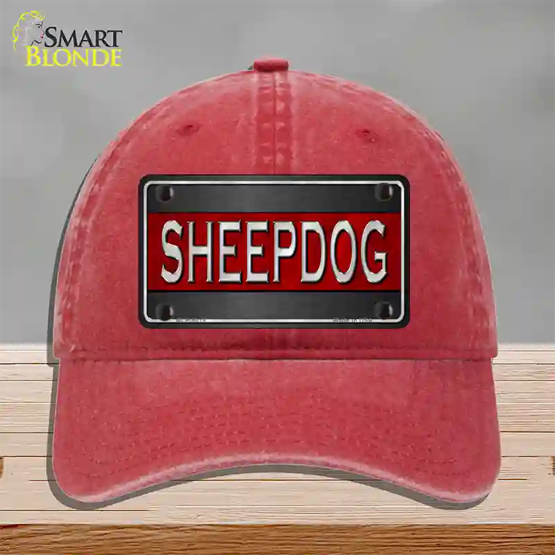 Sheepdog Thin Red Line Novelty License Plate Hat Unconstructed Cotton / Red