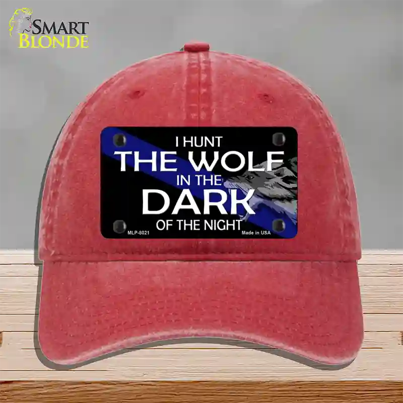 Hunt The Wolf Novelty License Plate Hat Unconstructed Cotton / Red