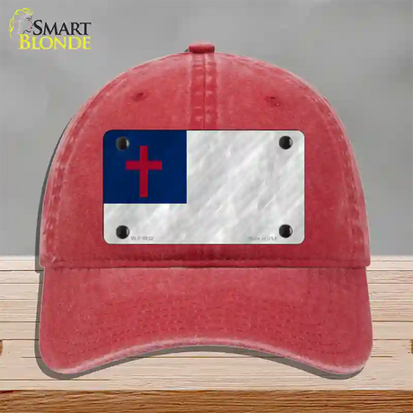 Christian Flag Novelty License Plate Hat Unconstructed Cotton / Red