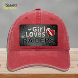 This Girl Loves Her Raiders Novelty License Plate Hat Unconstructed Cotton / Red