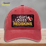 This Girl Loves Her Redskins Novelty License Plate Hat Unconstructed Cotton / Red