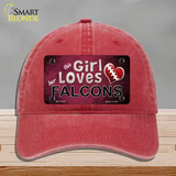 This Girl Loves Her Falcons Novelty License Plate Hat Unconstructed Cotton / Red