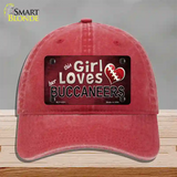 This Girl Loves Her Buccaneers Novelty License Plate Hat Unconstructed Cotton / Red