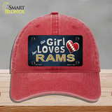 This Girl Loves Her Rams Novelty License Plate Hat Unconstructed Cotton / Red