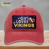 This Girl Loves Her Vikings Novelty License Plate Hat Unconstructed Cotton / Red