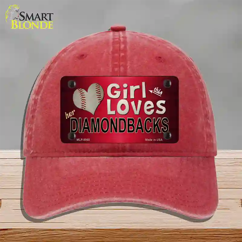 This Girl Loves Her Diamondbacks Novelty License Plate Hat Unconstructed Cotton / Red