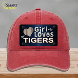 This Girl Loves Her Tigers Novelty License Plate Hat Unconstructed Cotton / Red