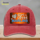 This Girl Loves Her Marlins Novelty License Plate Hat Unconstructed Cotton / Red