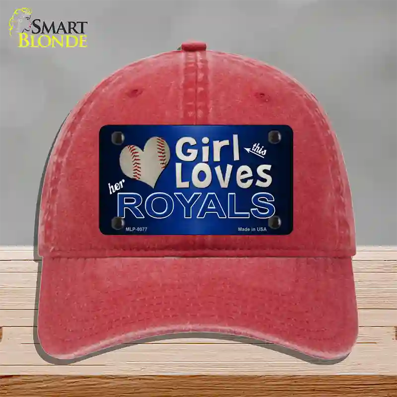 This Girl Loves Her Royals Novelty License Plate Hat Unconstructed Cotton / Red