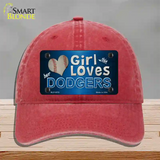 This Girl Loves Her Dodgers Novelty License Plate Hat Unconstructed Cotton / Red