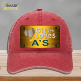 This Girl Loves Her Athletics Novelty License Plate Hat Unconstructed Cotton / Red