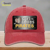 This Girl Loves Her Pirates Novelty License Plate Hat Unconstructed Cotton / Red