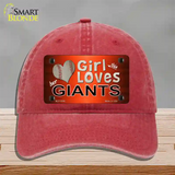 This Girl Loves Her Giants Baseball Novelty License Plate Hat Unconstructed Cotton / Red