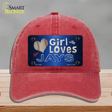 This Girl Loves Her Jays Novelty License Plate Hat Unconstructed Cotton / Red