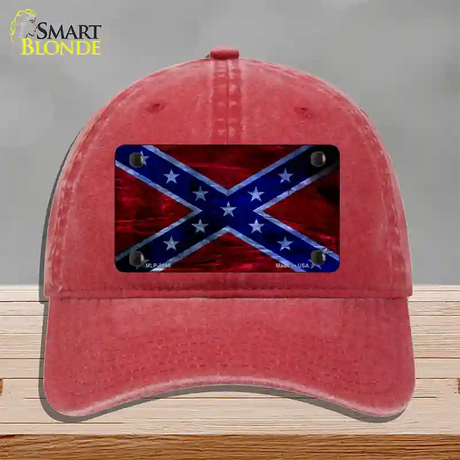 Confederate Flag Foiled Novelty License Plate Hat Unconstructed Cotton / Red