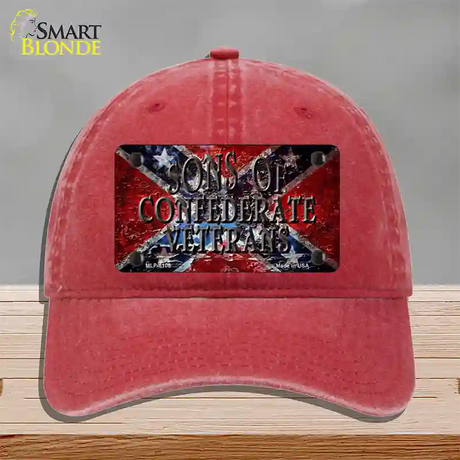 Sons Of Confederate Veterans Novelty License Plate Hat Unconstructed Cotton / Red