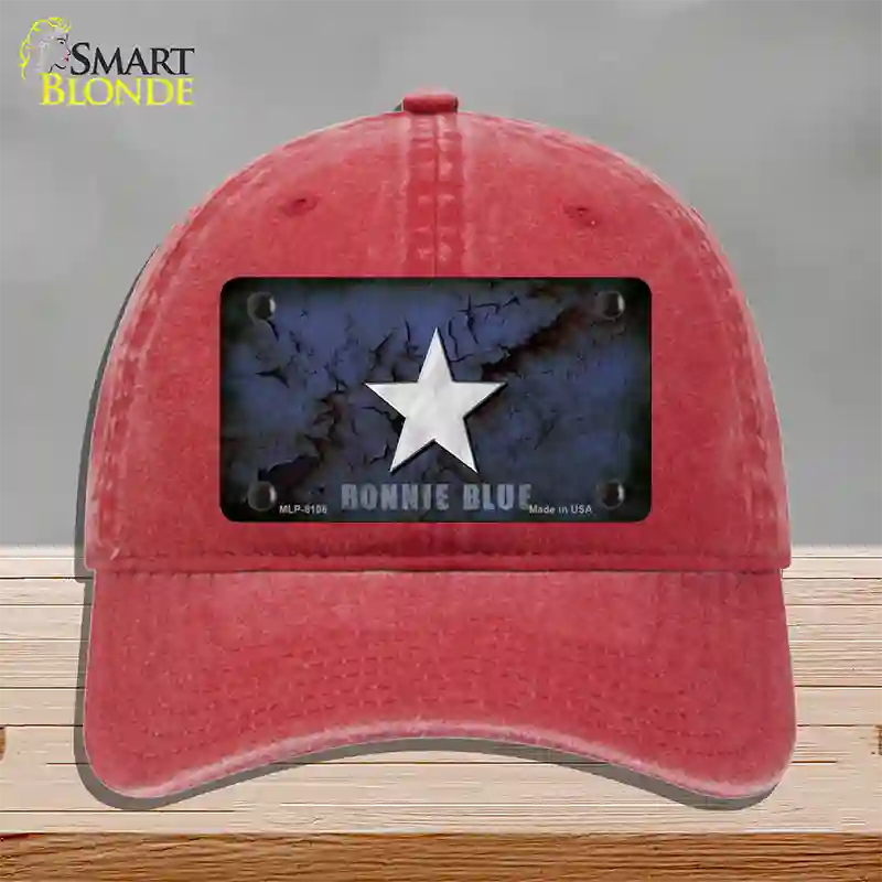 Bonnie Blue Star Novelty License Plate Hat Unconstructed Cotton / Red