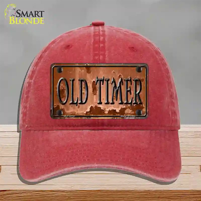 Old Timer Novelty License Plate Hat Unconstructed Cotton / Red