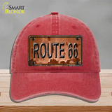 Route 66 Rusty Novelty License Plate Hat Unconstructed Cotton / Red