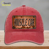 Muscle Car Novelty License Plate Hat Unconstructed Cotton / Red