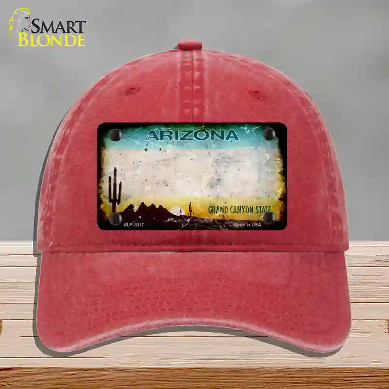 Arizona State Blank Novelty License Plate Hat Unconstructed Cotton / Red / Arizona Sunset (2217):https | Rusty | Yes