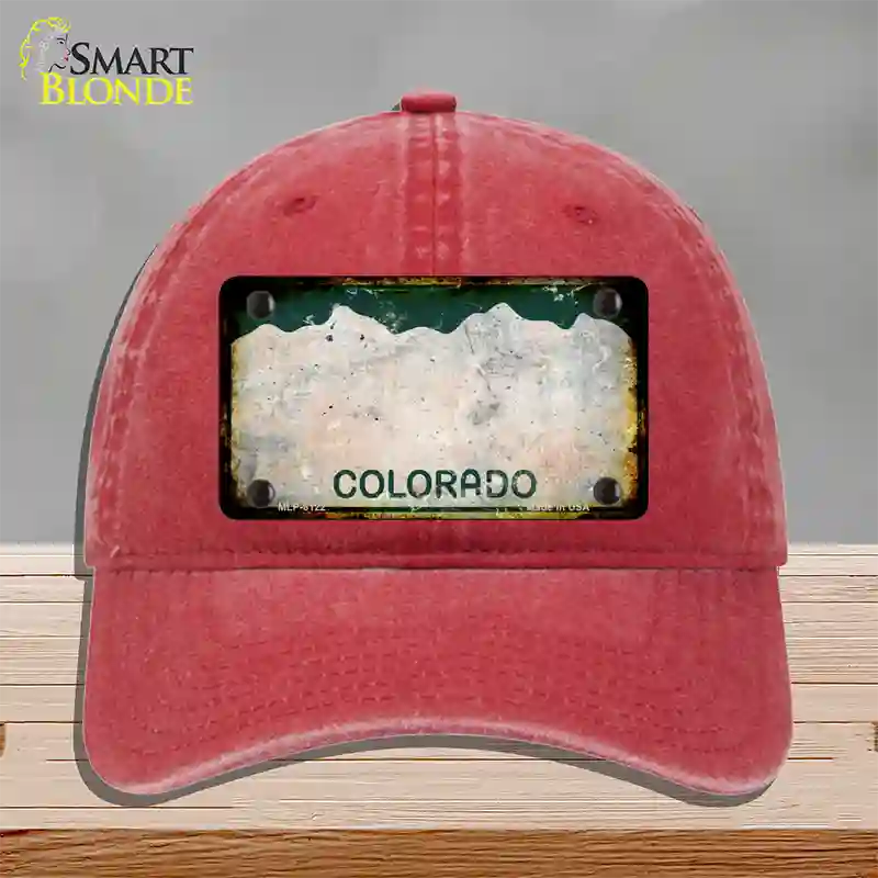 Colorado Rusty Blank Novelty License Plate Hat Unconstructed Cotton / Red