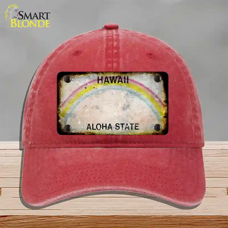 Hawaii Rusty Blank Novelty License Plate Hat Unconstructed Cotton / Red