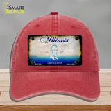 Illinois Rusty Blank Novelty License Plate Hat Unconstructed Cotton / Red