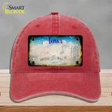 Iowa Rusty Blank Novelty License Plate Hat Unconstructed Cotton / Red