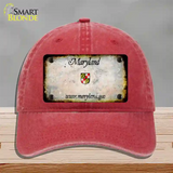 Maryland Rusty Blank Novelty License Plate Hat Unconstructed Cotton / Red