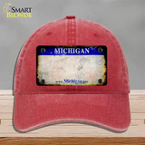 Michigan Gov Rusty Blank Novelty License Plate Hat Unconstructed Cotton / Red