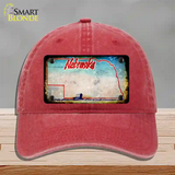 Nebraska Rusty Blank Novelty License Plate Hat Unconstructed Cotton / Red