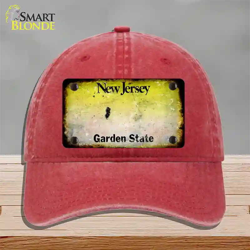 New Jersey Rusty Blank Novelty License Plate Hat Unconstructed Cotton / Red