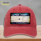 New York Rusty Blank Novelty License Plate Hat Unconstructed Cotton / Red