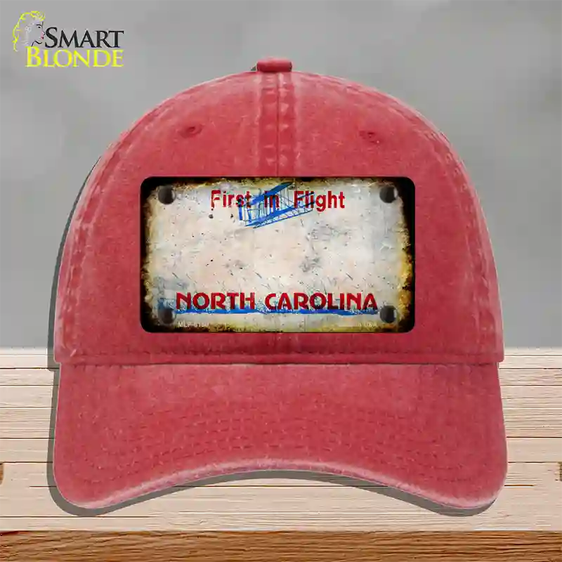 North Carolina Rusty Blank Novelty License Plate Hat Unconstructed Cotton / Red