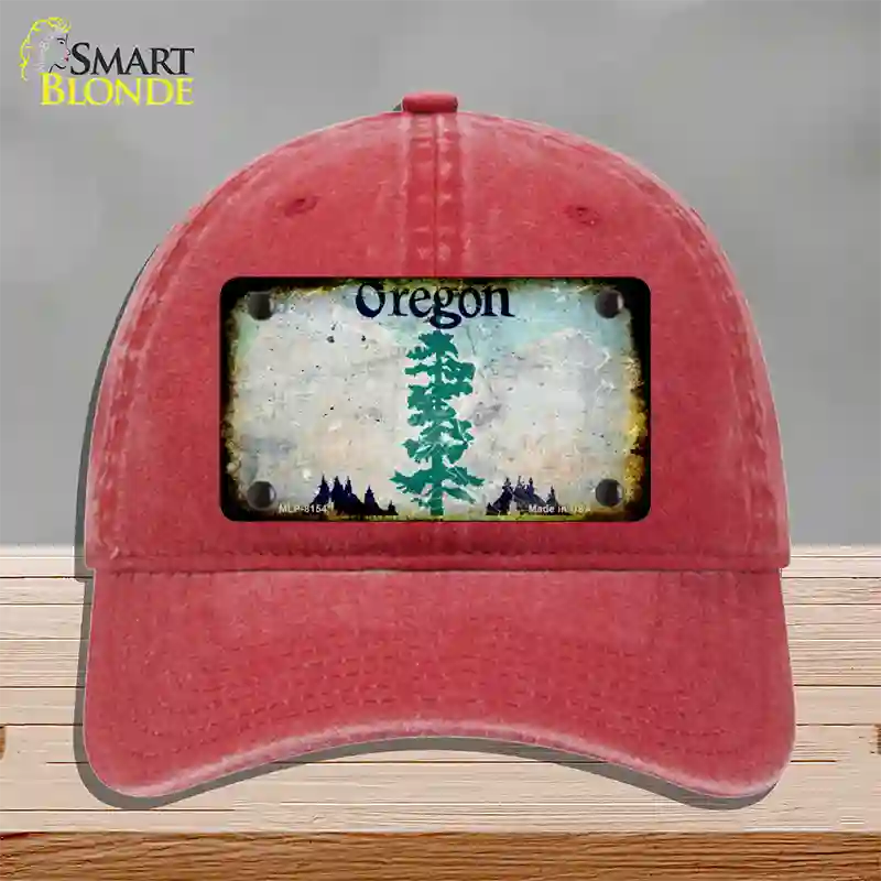 Oregon Rusty Blank Novelty License Plate Hat Unconstructed Cotton / Red