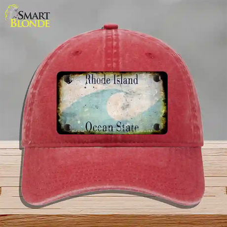 Rhode Island Rusty Blank Novelty License Plate Hat Unconstructed Cotton / Red