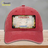 Virginia Rusty Blank Novelty License Plate Hat Unconstructed Cotton / Red