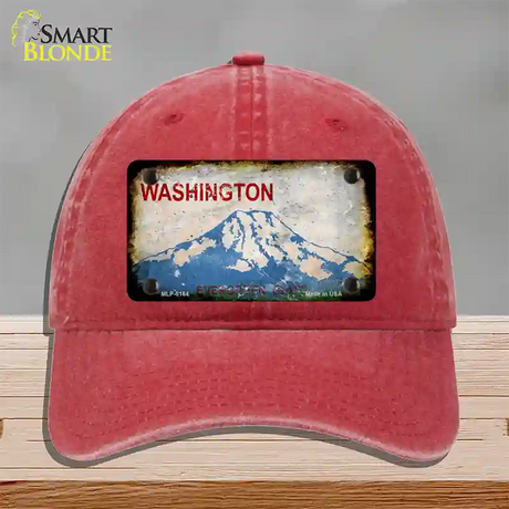 Washington Rusty Blank Novelty License Plate Hat Unconstructed Cotton / Red