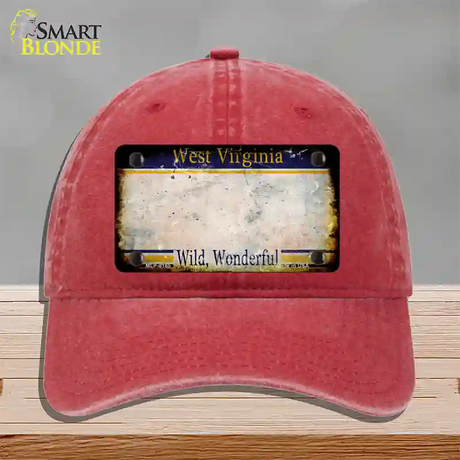 West Virginia Rusty Blank Novelty License Plate Hat Unconstructed Cotton / Red