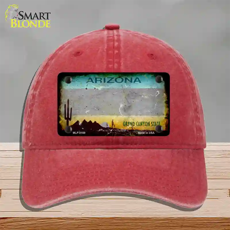 Arizona State Blank Novelty License Plate Hat Unconstructed Cotton / Red / Gray Arizona Sunset (1455):https | Rusty | Yes