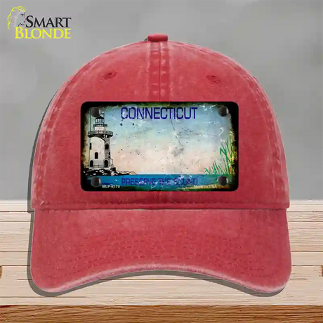 Connecticut Preserve Rusty Blank Novelty License Plate Hat Unconstructed Cotton / Red