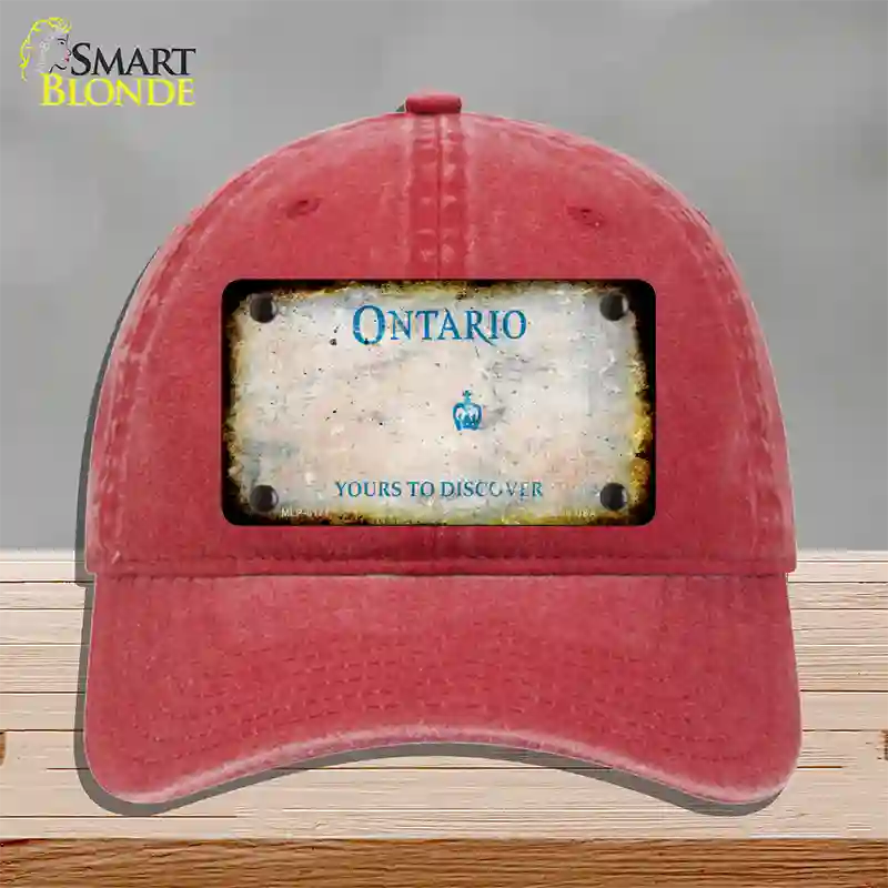 Ontario Canada Rusty Blank Novelty License Plate Hat Unconstructed Cotton / Red