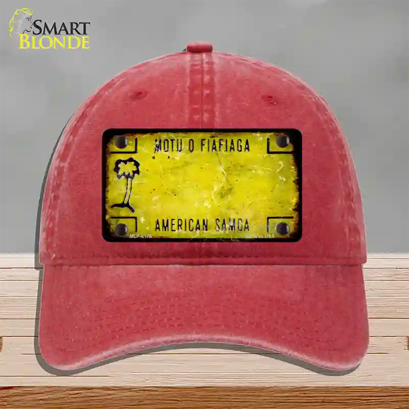 American Samoa Rusty Blank Novelty License Plate Hat Unconstructed Cotton / Red